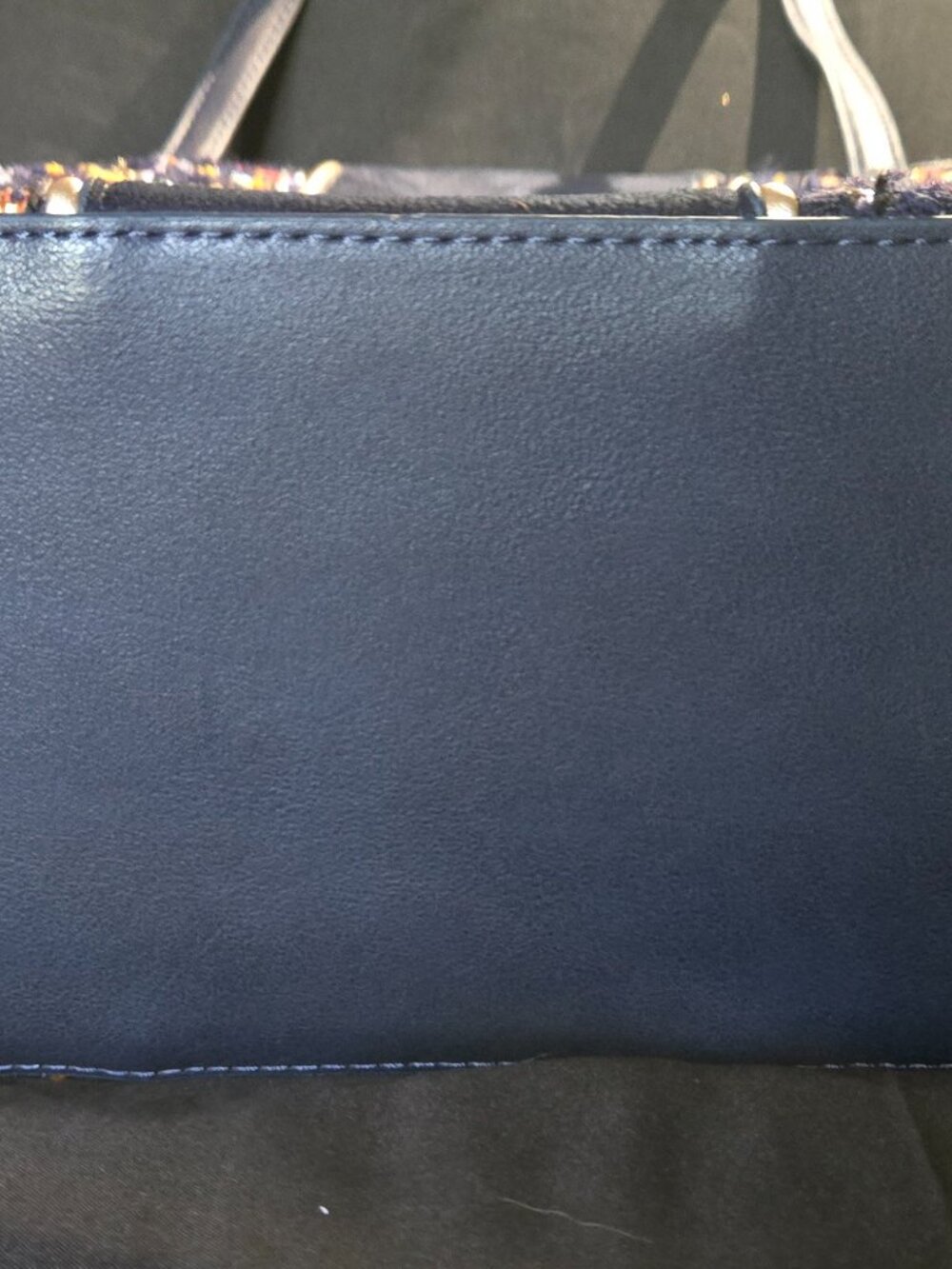 NWT Chico's Navy Multicolor Tweed Plaid Tote Bag Gold Tone Large Shoulder Bag - Picture 6 of 6